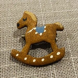 S8-BUNDLE ONLY Vintage Americana Wooden Hand Painted Rocking Horse Pin/Brooch